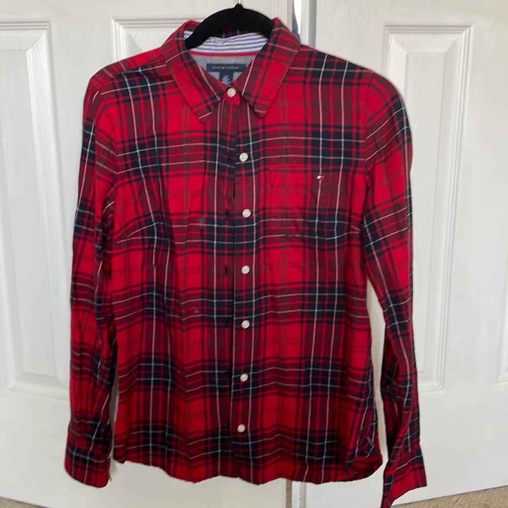 Tommy Hilfiger red plaid button down